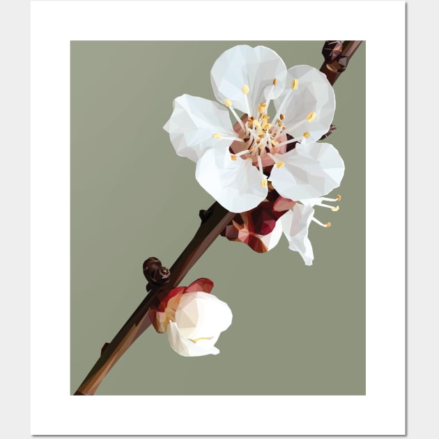 Low Poly Plum Blossom Wall Art by ErinFCampbell